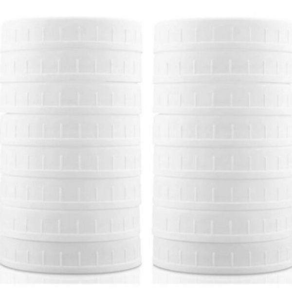 Lids Regular mouth 70mm plain white plastic for Mason Jars - 12x lids