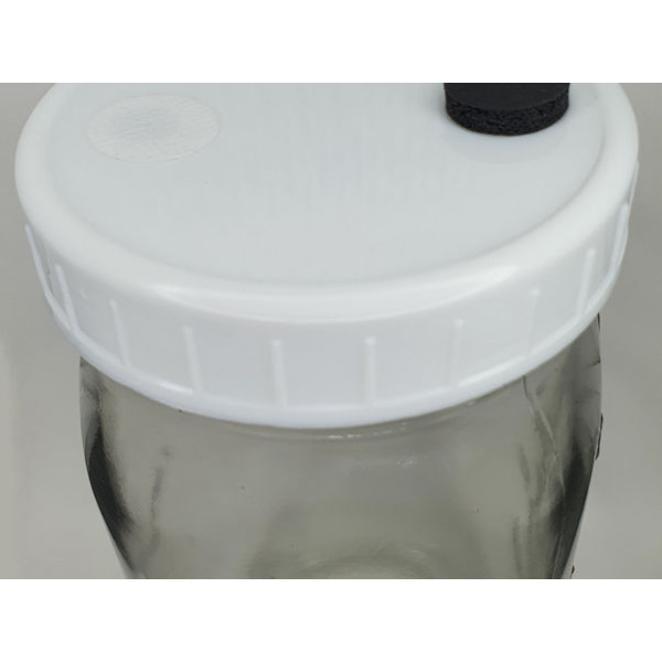 Mycology premade Wide Mouth Mason Jar Lids white with inj port and air filter