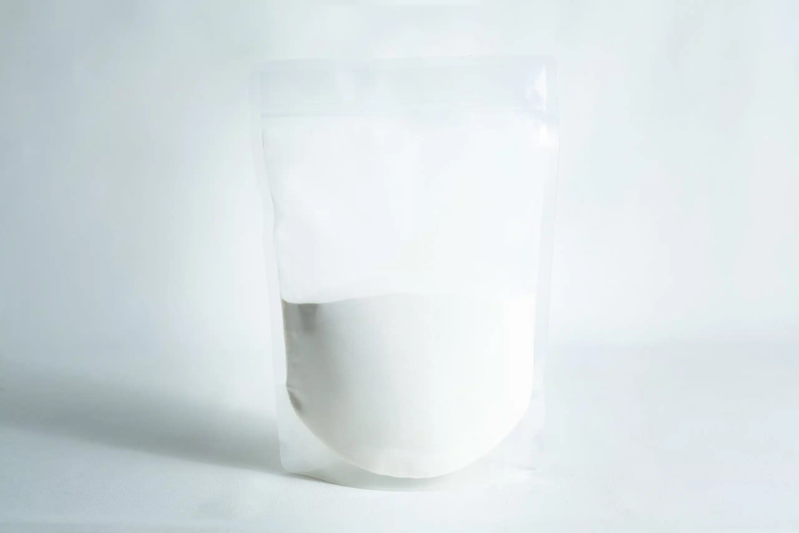 A clear, resealable plastic pouch containing Agar Mix MYAG Antibacterial Malt Extract Yeast white powder is displayed on a plain white background.