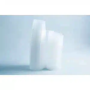 Stacks of clear, disposable Agar Containersโan alternative to Petri dishesโarranged on a light, plain background. Each holds 100ml; set includes 50 containers.