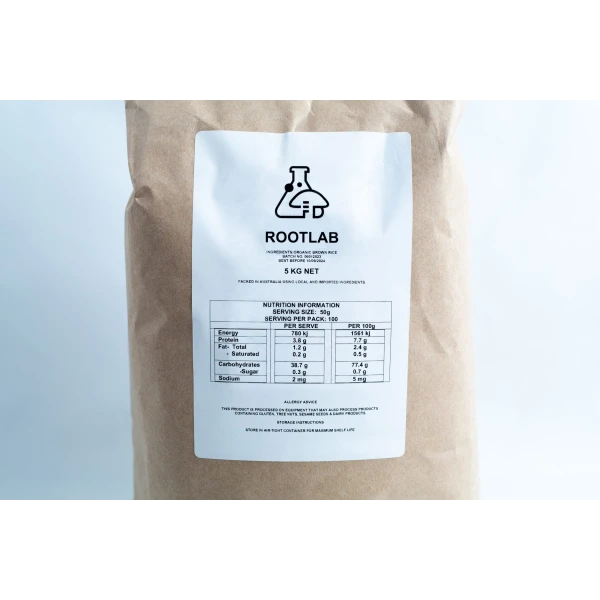 Brown Rice Flour 5kg Organic Food Grade to growth mushrooms front view