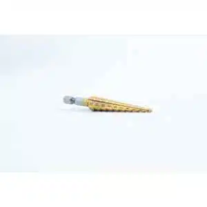 A Drill Bit for holes size 3mmโ12mm, Titanium Coated with size markings, is shown lying on a plain white background.