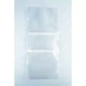 Three empty Unicorn Mushroom Grow Bags for spawn and substrate, made of transparent plastic with horizontal seals, are laid flat on a white background.
