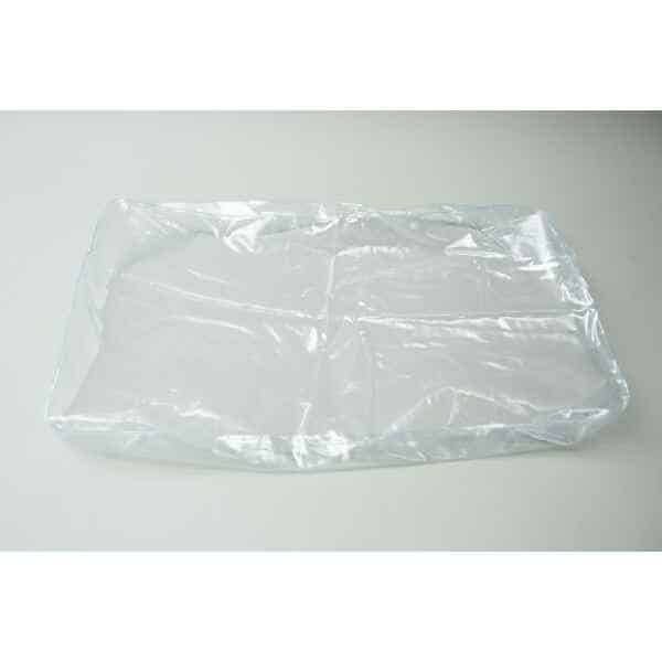The Inflatable monotub kit for Growing mushrooms—Boomer Shroomer V 2.0—sits empty and transparent on a white surface, perfect for mushroom cultivation set-ups.