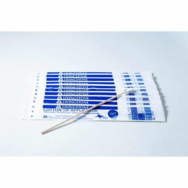 Sterile Cotton Tip Applicator/ Swab outside packet