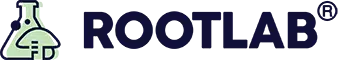 A flask and mushroom icon next to the bold word ROOTLAB with a registered trade mark symbol.