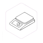 Line drawing of a digital scale inside a hexagonal border on a light background—perfect for weighing with precision in mushroom farming supplies or other Mushroom Supplies Australia needs.