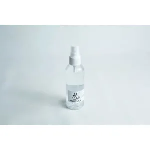 A clear 100ml spray bottle labelled ROOTLAB with a laboratory flask logo, containing 70% isopropyl alcohol, is placed on a white background.