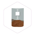 Illustration of a coffee bag with a circular valve and coffee grounds inside, on a hexagonal background—ideal for those interested in mushroom supplies or mushroom growing supplies.