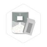 Illustration of a grey rice dispenser with rice inside and a grey scoop resting beside it.