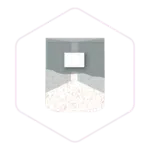 Minimalist geometric soap dispenser with a grey top and speckled white base, centred on a hexagonal outline—perfect for modern kitchens or spaces inspired by Mushroom Supplies Australia.