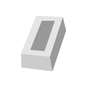 A simple illustration of a rectangular concrete block with a hollow centre on a white background.