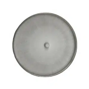 A circular, greyish disc with a slightly darker rim and a small raised bump in the centre.