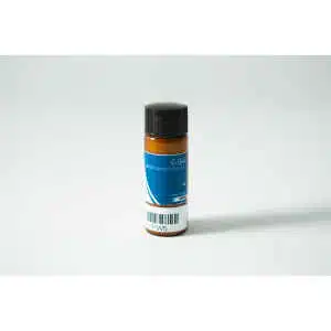 A small brown bottle labelled "Plant Cell Benzylaminopurine (6-BAP) Powder" with a blue label, black cap, and barcode sits on a white surface.
