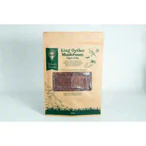 A brown bag of Shiitake Mushroom Floss | Vegan with a clear window showing the product inside.