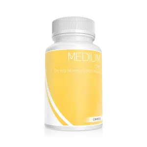 A white bottle labelled Plant Cell Orchid Maintenance Media features a yellow and white design on a plain background.