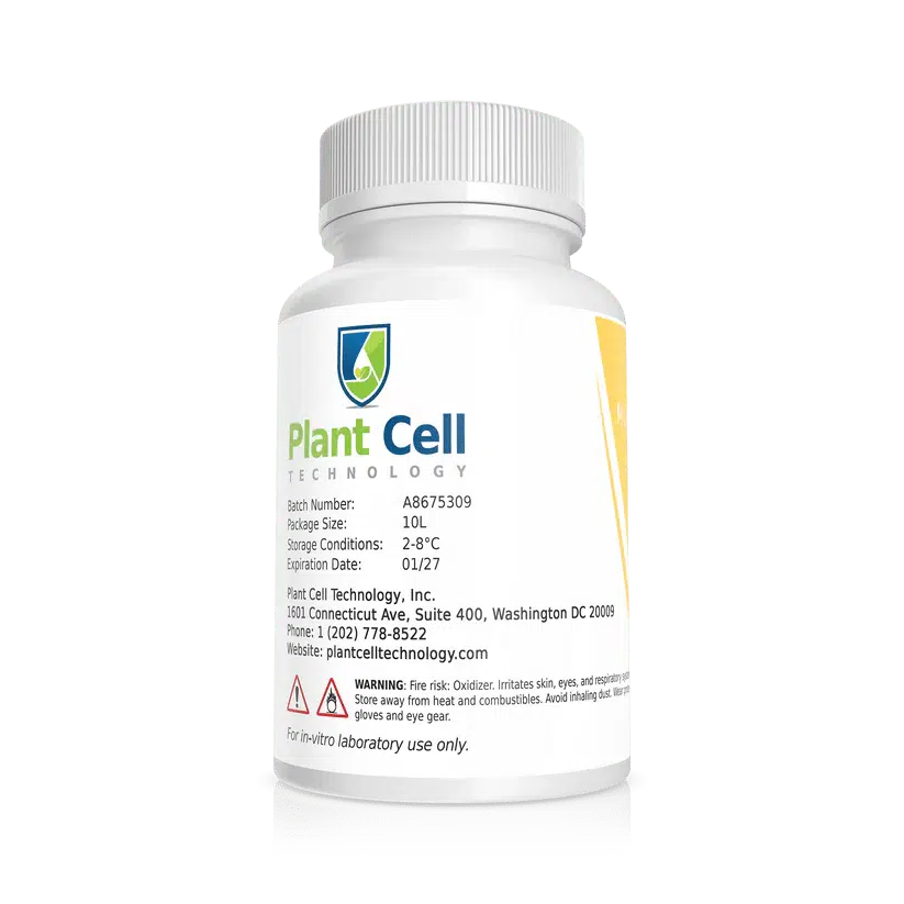 Plant Cell Orchid Maintenance Media 2 White bottle labelled "Plant Cell Orchid Maintenance Medium" with product details and a "for laboratory use only" warning.