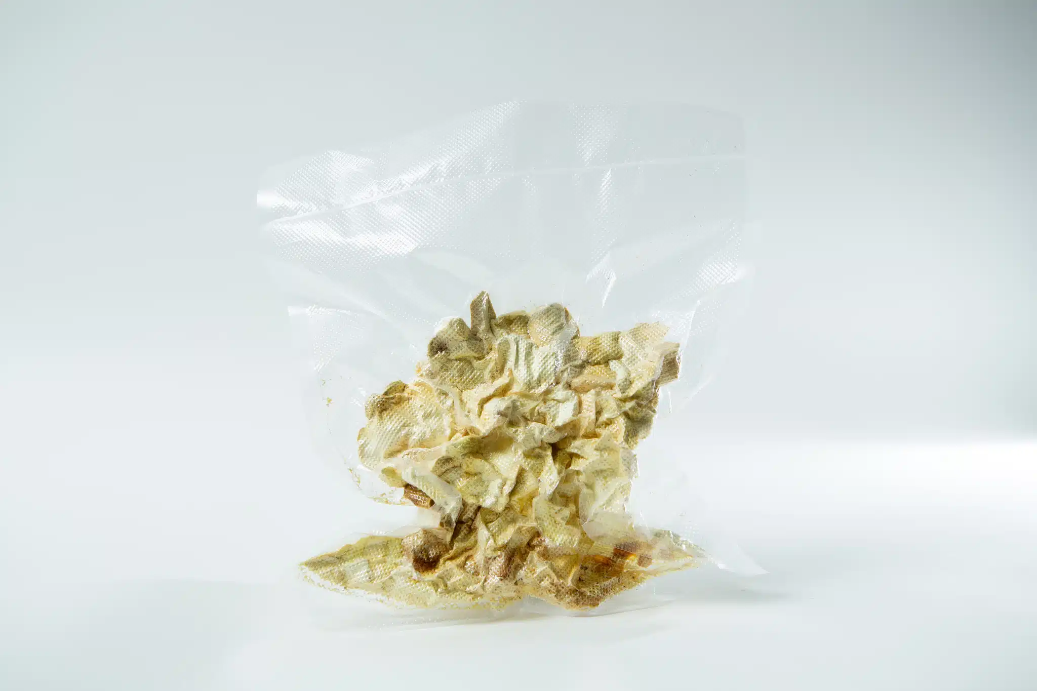 A vacuum-sealed bag of Freeze-Dried Mushroom Lion’s Mane displayed against a plain white background.