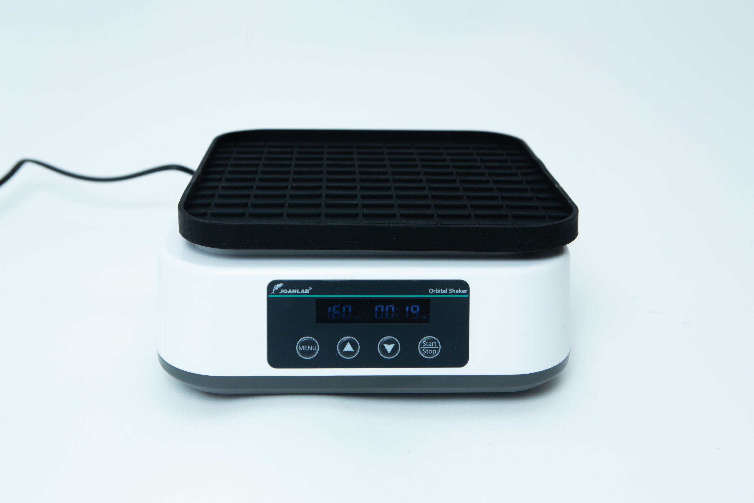 Laboratory Orbital Shaker | 200RPM | 220V | AU Plug 2 A white laboratory orbital shaker with a digital display and black platform on a white background.