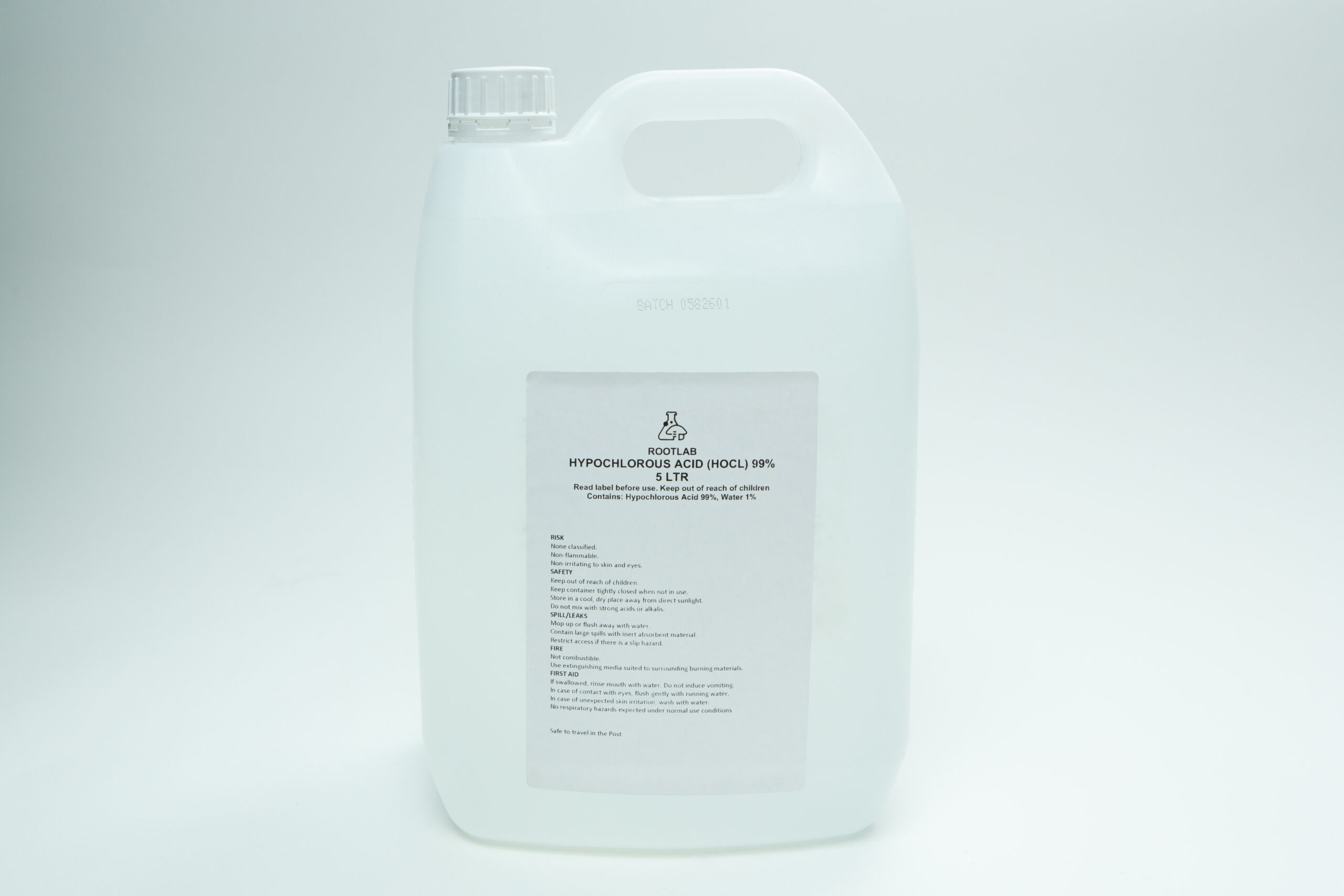 Hypochlorous Acid (HOCL) | PPM 40 2 A white 5-litre plastic container labelled "Hypochlorous Acid (HOCL) | PPM 40" is shown against a plain white background.
