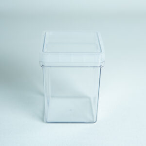 The Tissue Culture container, a clear empty rectangle with matching lid, is shown against a white background.