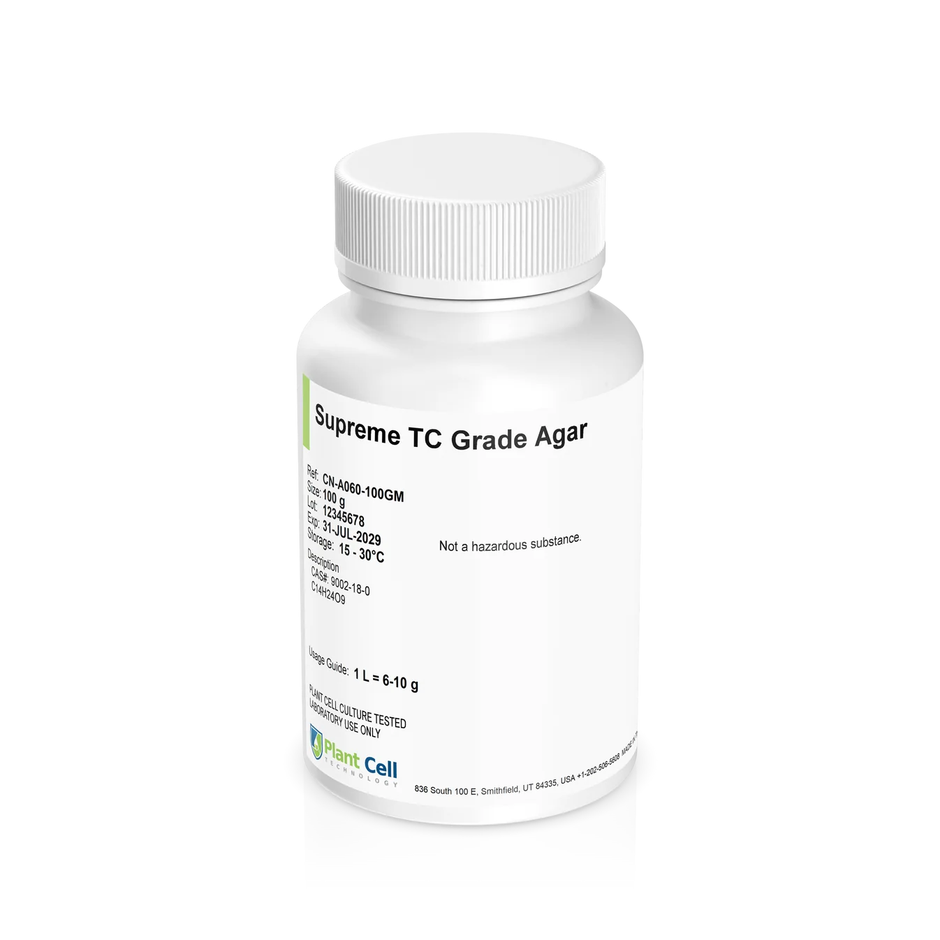 Plant cell Gesolgel-MTC-Gellan gum( Low Acyl) 100g 1 Plant Cell Gesolgel-MTC-Gellan gum (Low Acyl) 100g comes in a white bottle labelled for laboratory or scientific use, featuring a low acyl formula.